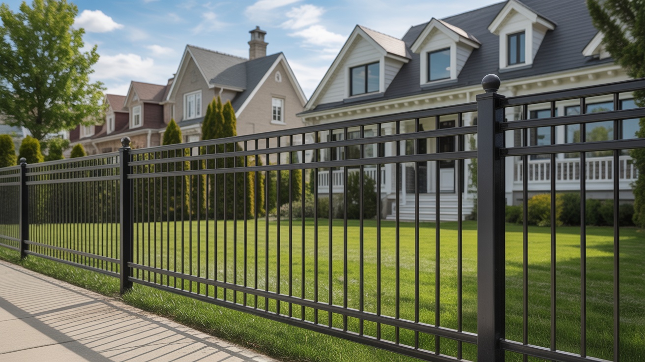 Belle propriété résidentielle avec clôture en aluminium moderne